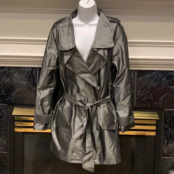Kenneth Cole New York Metallic Trench Coat - Picture 1 of 12
